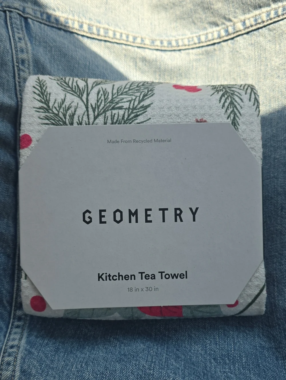 Geometry Tea Towel- Botanical Christmas Print - Nwt - 18in x 30in